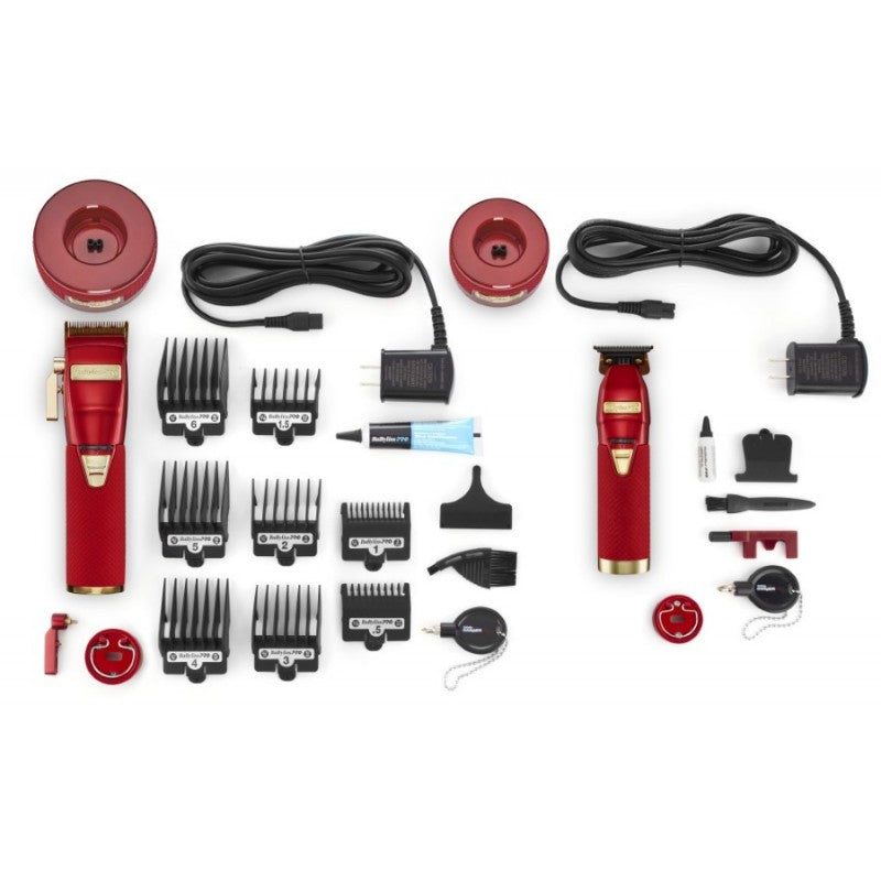 BaByliss PRO Red FX Boost+ Limited Edition Clipper & Trimmer Set w/ Charging Base